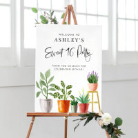 Boho Watercolor Potted Houseplants Swet 16 Party