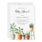 Boho Watercolor Potted Plants Baby Shower