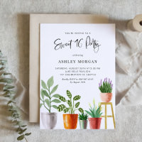 Boho Watercolor Potted Plants Sweet 16 Party