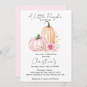Boho Watercolor Pumpkin Babyshower Invitation