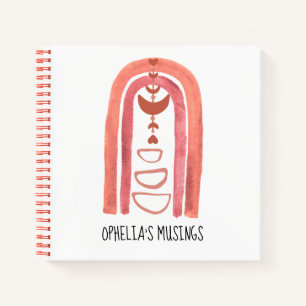 Boho Watercolor Rainbow Abstract Shapes Name Notebook