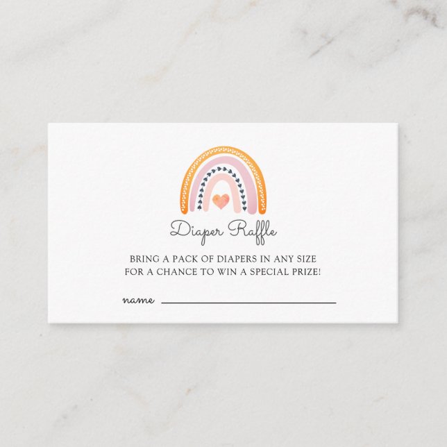 Boho Watercolor Rainbow Baby Shower Diaper Raffle Enclosure Card (Front)