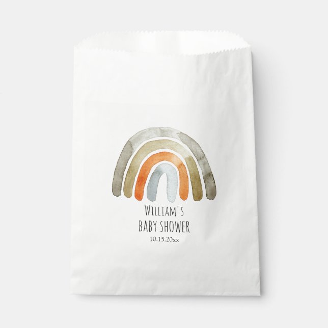 Boho Watercolor Rainbow Baby Shower  Favour Bag (Front)
