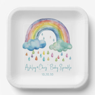 Boho Watercolor Rainbow Baby Sprinkle Paper Plate