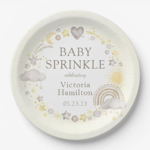 Boho Watercolor Rainbow Baby Sprinkle Paper Plate