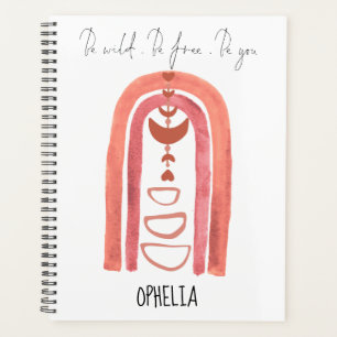 Boho Watercolor Rainbow Be Wild Be Free Be You Planner