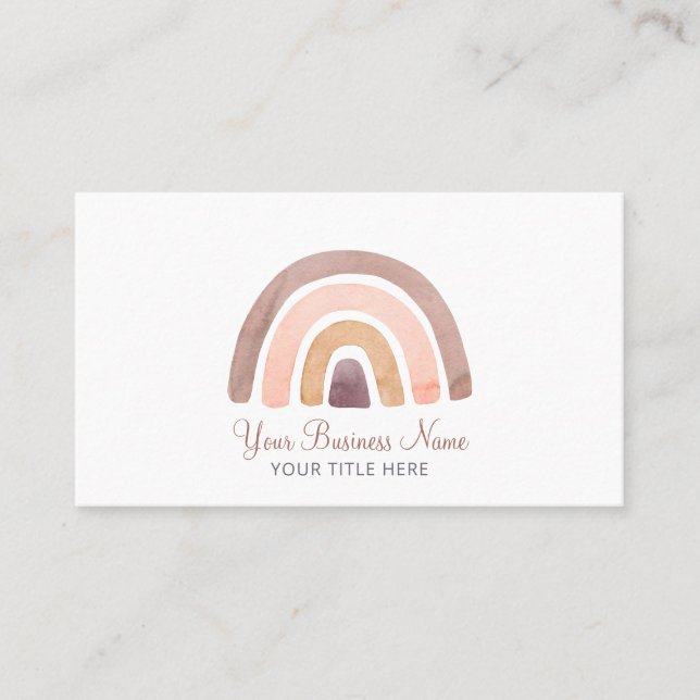Boho Watercolor Rainbow Carte de visite (Devant)