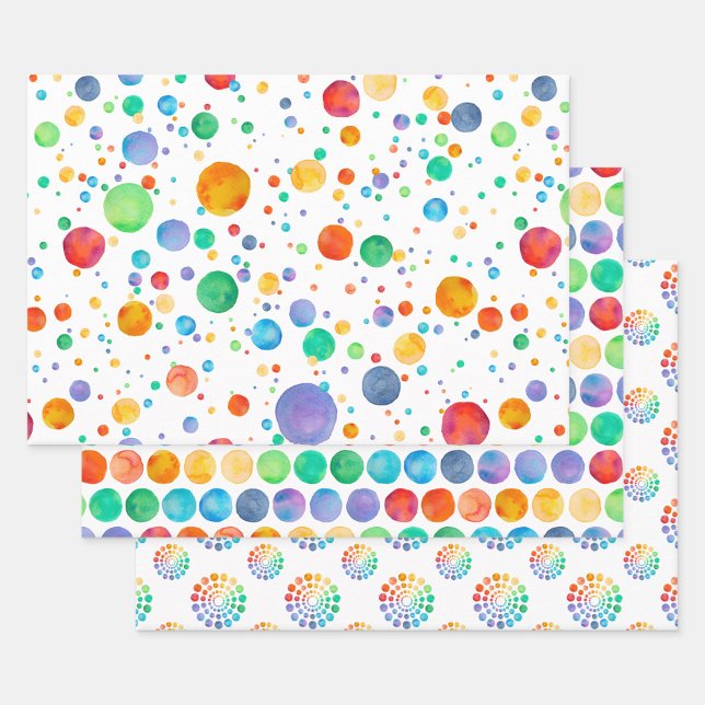 Boho Watercolor Rainbow Dot Wrapper Set Papier (Créateur téléchargé)