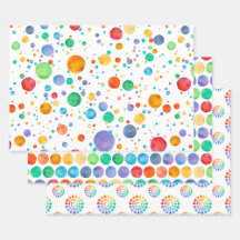 Boho Watercolor Rainbow Dot Wrapping Paper Set