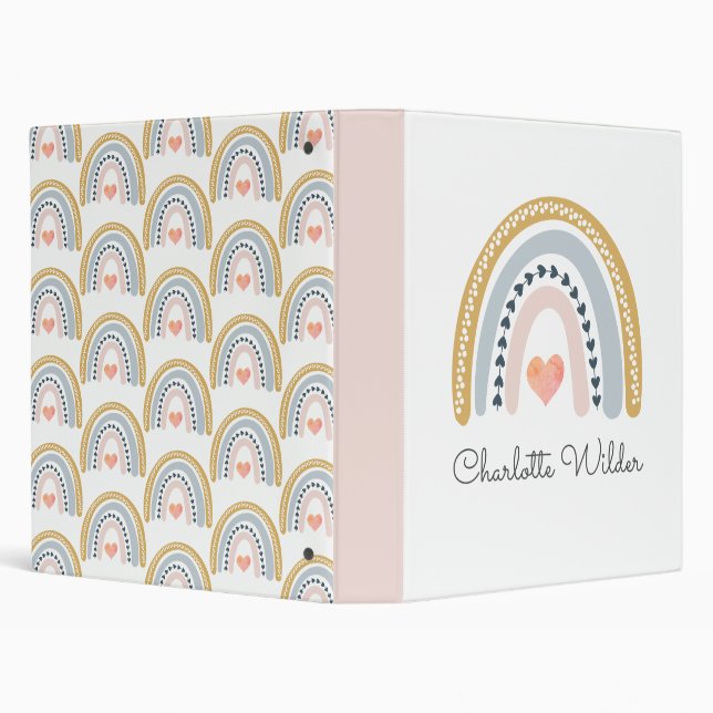 Boho Watercolor Rainbow Girl Personalized Binder (Background)