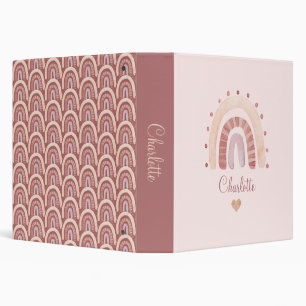 Boho Watercolor Rainbow Girl Personalized Script  Binder