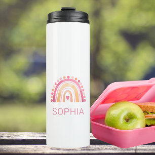 Boho Watercolor Rainbow in Pink personalized Thermal Tumbler