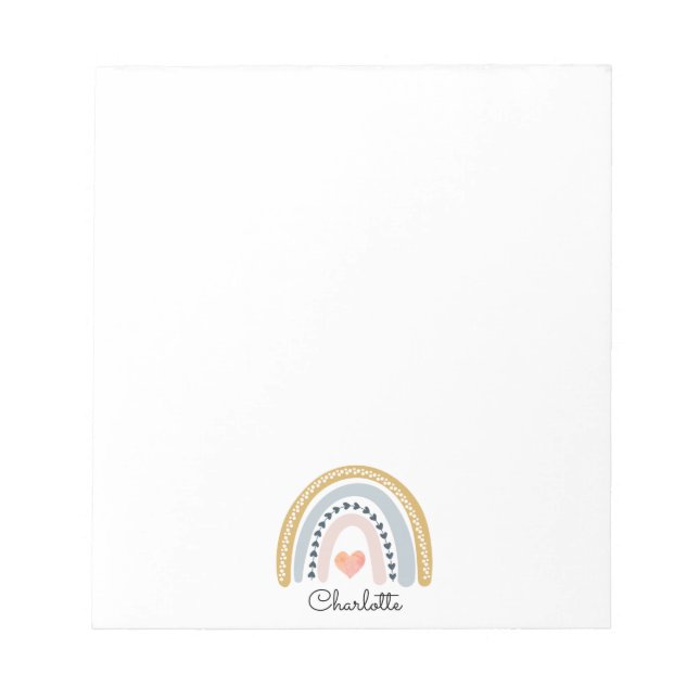 Boho Watercolor Rainbow Kid's Personalized  Gel Mo Notepad (Front)