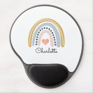Boho Watercolor Rainbow Kid's Personalized  Gel Mouse Pad
