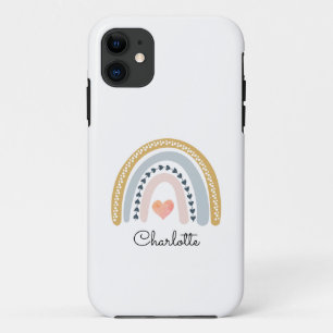 Boho Watercolor Rainbow Kid's Personalized Notebo iPhone 11 Case