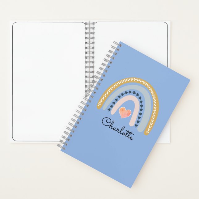Boho Watercolor Rainbow Kid's Personalized  Notebook (Inside)