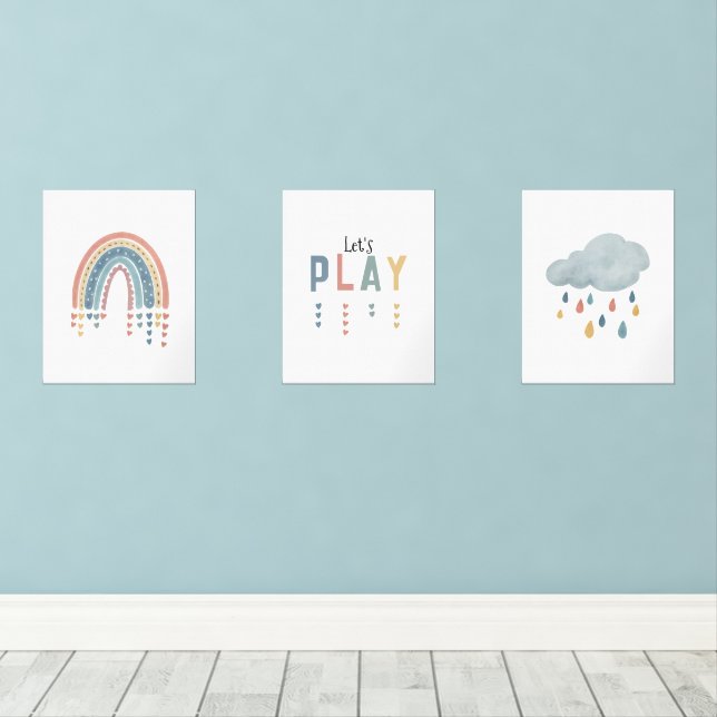 Boho Watercolor Rainbow Nursery Decor (Wood Floor)