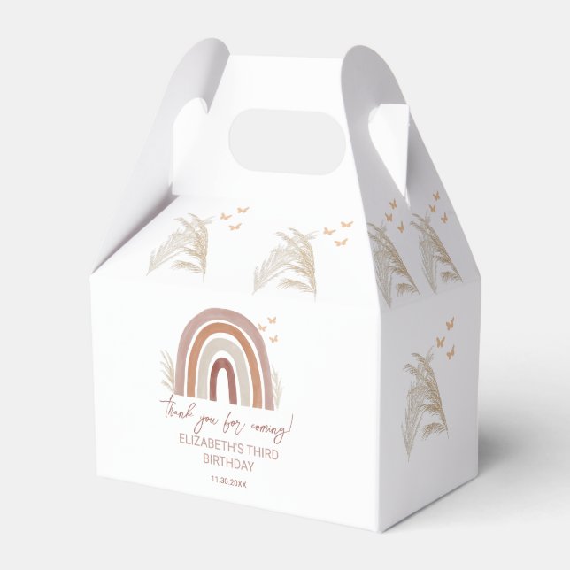 Boho Watercolor Rainbow | Pampas Grass Favor Box (Front Side)