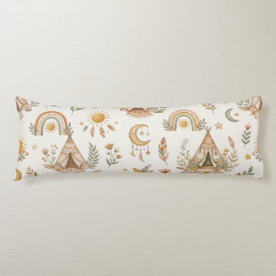 Boho Watercolor Rainbow Pastel Body Pillow