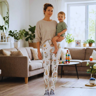 Boho Watercolor Rainbow Pastel Floral Leggings
