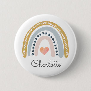Boho Watercolor Rainbow Personalized 2 Inch Round Button