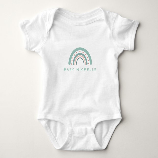 Boho Watercolor Rainbow Personalized Baby Bodysuit (Front)