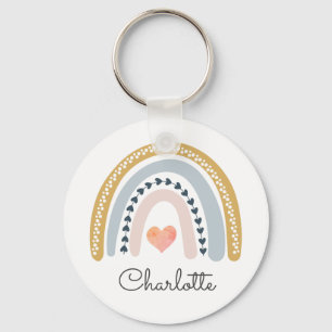 Boho Watercolor Rainbow Personalized  Keychain