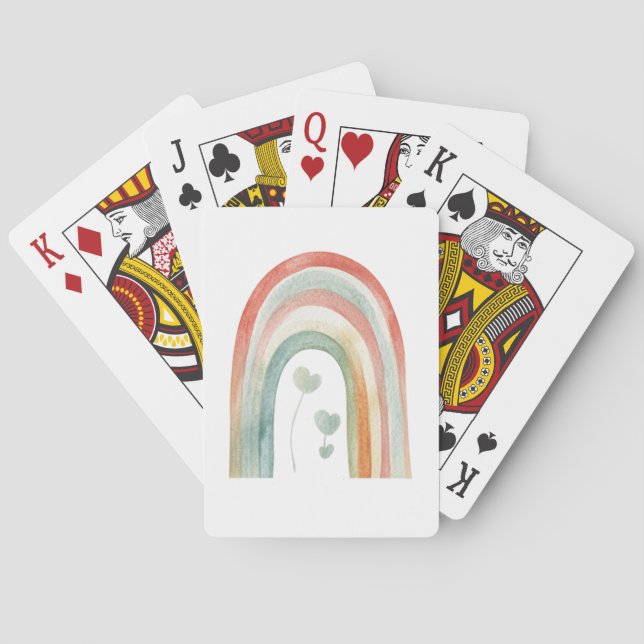 Boho Watercolor Rainbow Playing Cards (Back)