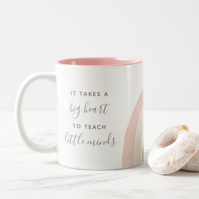 Boho Watercolor Rainbow Teacher Appreciation Two-Tone Coffee Mug (With Donut)