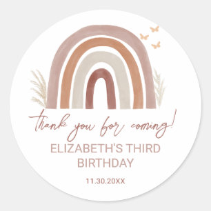 Boho Watercolor Rainbow Thank You Sticker Favour