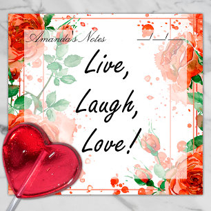 Boho Watercolor Red Roses 3" x 3" Post-it Notes