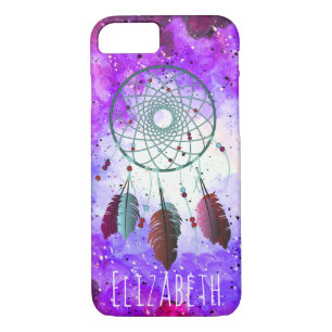 Boho Watercolor Space Nebula Dream Catcher & Name iPhone 8/7 Case