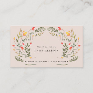 Boho Watercolor Spring Wildflower  Business Card