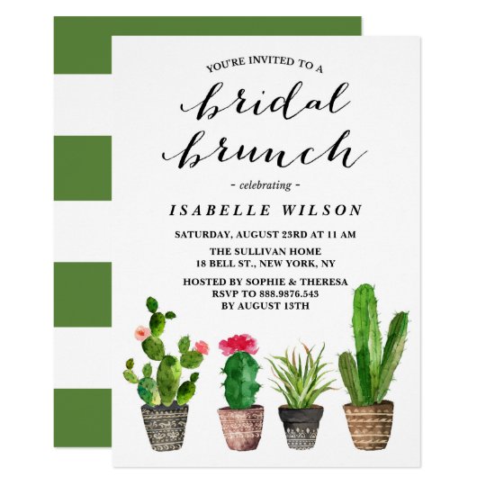 Boho Watercolor Succulents Bridal Brunch Shower Card