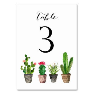 Boho Watercolor Succulents Numéro de tableau Carte