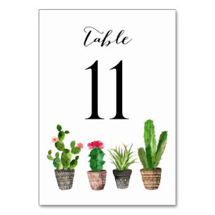 Boho Watercolor Succulents Numéro de tableau Carte
