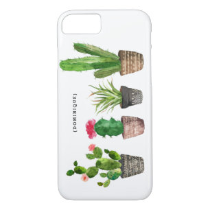 Boho Watercolor Succulents Personalized iPhone 8/7 Case