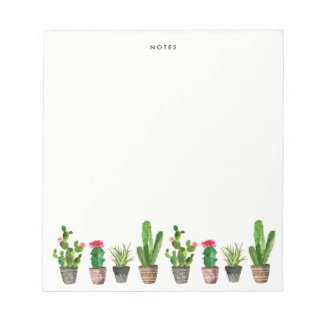 Boho Watercolor Succulents Personalized Notepad