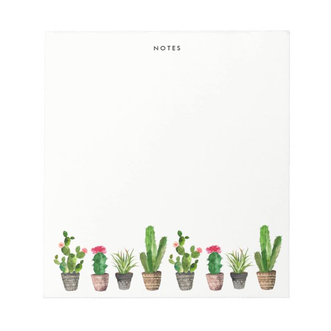 Boho Watercolor Succulents Personalized Notepad (Front)