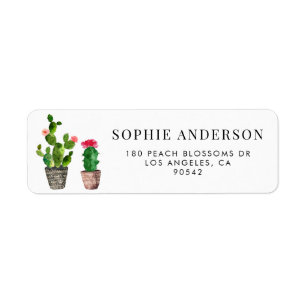 Boho Watercolor Succulents Rustic Address Label