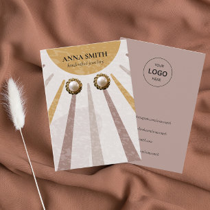 Boho Watercolor Sun Stud Earring Display Business Card
