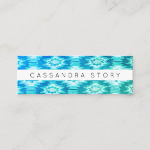 Boho Watercolor Tie-Dye Pattern Aqua Blue Mini Business Card