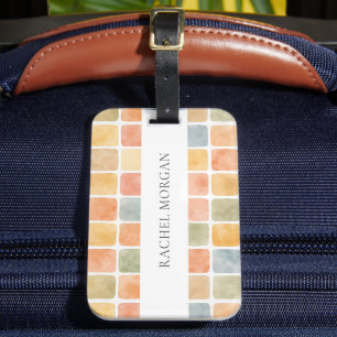 BOHO WATERCOLOR TILES EARTH COLOR Personalized Luggage Tag