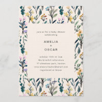 Boho Watercolor Wildflower Couples Baby Shower 
