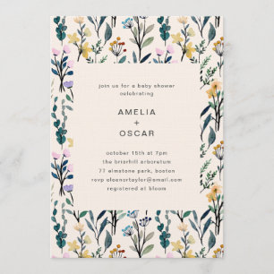 Boho Watercolor Wildflower Couples Baby Shower  Invitation