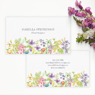 Boho Watercolor Wildflower Floral Designer  Business Card