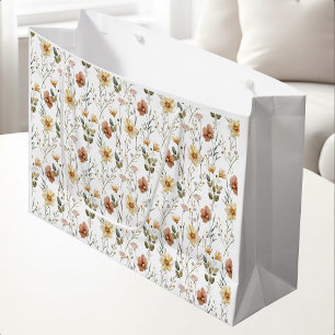 Boho Watercolor Wildflower Large Gift Bag