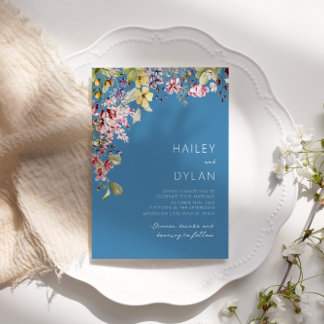 Boho Watercolor Wildflower Meadow Wedding Invitation