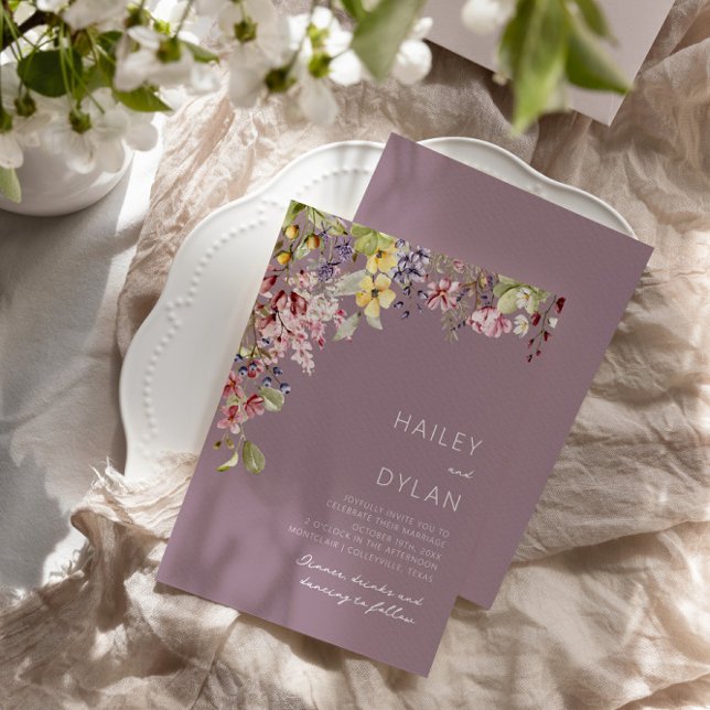 Boho Watercolor Wildflower Meadow Wedding Invitation (Creator Uploaded)