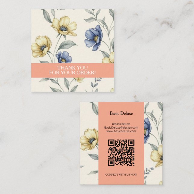 Boho Watercolor Wildflower Thank you card (Front/Back)